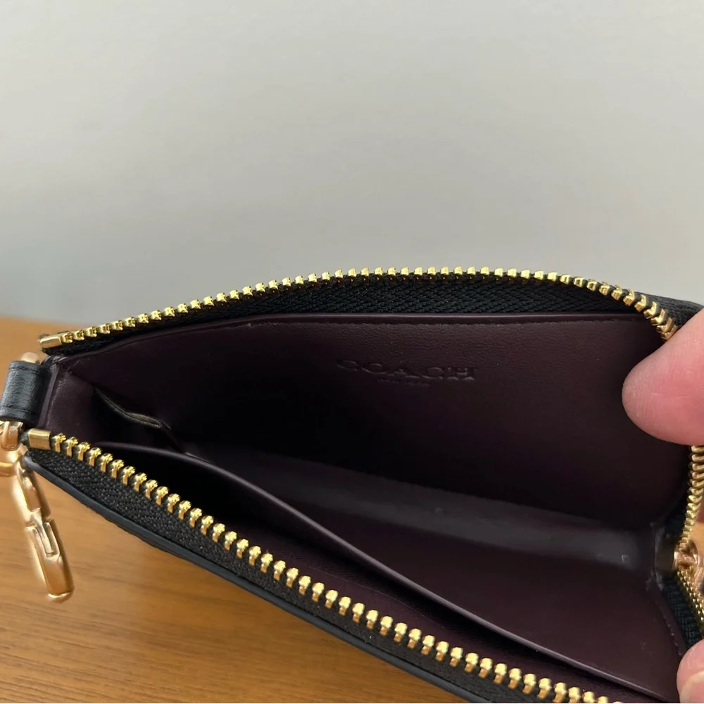 Coach Signature Brown and Black Key Pouch - Picture 4 of 5